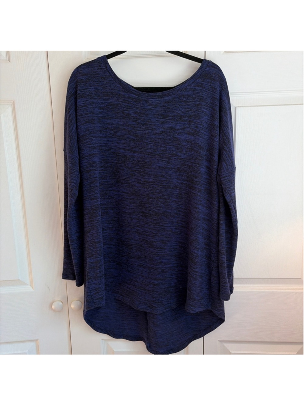 Peyton Jensen Tunic Top Blue Black Marled Knit Size Medium
